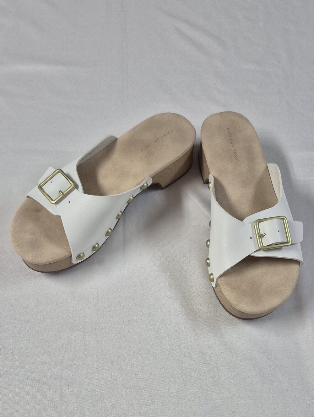 American Eagle White Studded Slide Platform Clog Size 7